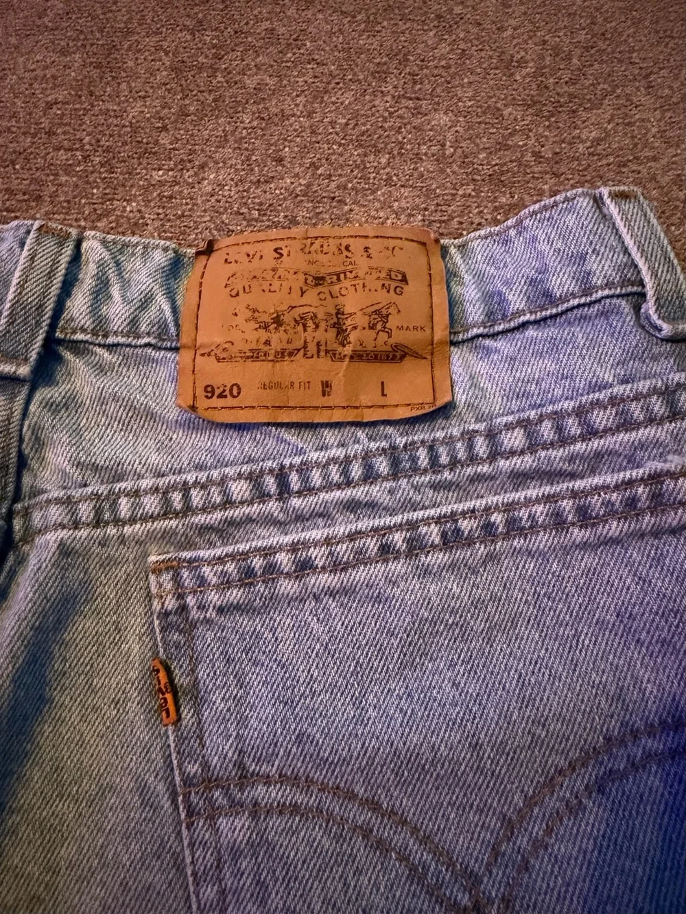 Vintage Levi 920 Regular Fit Jean Shorts Orange Tab